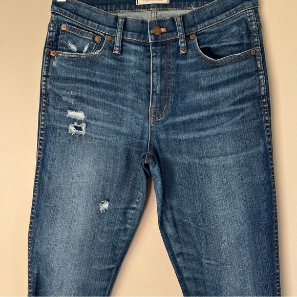 Madewell High-Riser Skinny Distressed Ripped Medium Wash Boot Jeans Size 28 Tall - Picture 5 of 15